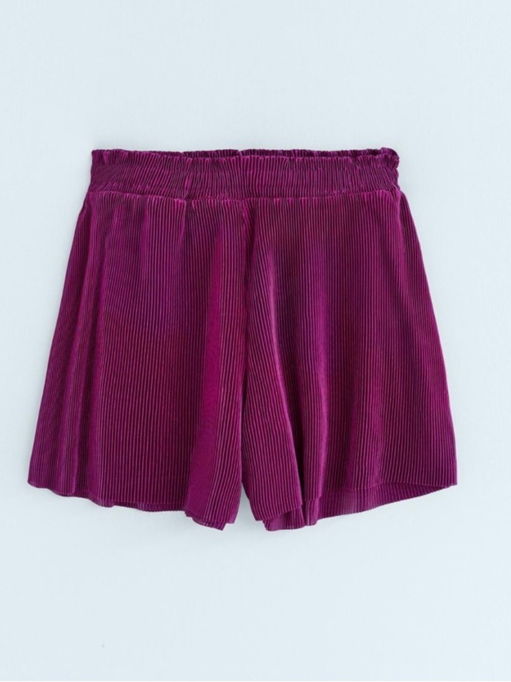 Zara Burgundy Pleated Velvet Shorts